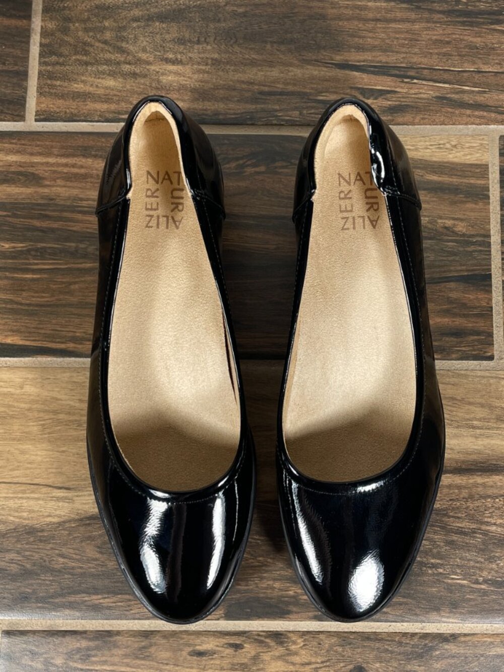 Naturalizer Sam Shoes Womens Size 10 Black Faux Patent Leather Wedge Pumps Heels - Picture 14 of 16